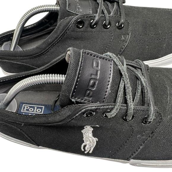 Polo Ralph Lauren Men's Classic Faxon Black Canvas Sneaker Sz 10 D Preppy Retro - Picture 2 of 16